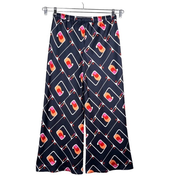 ZARA Geometric Abstract High Waisted Elastic Wide Legged Blue Pants Size M NEW - Picture 6 of 8